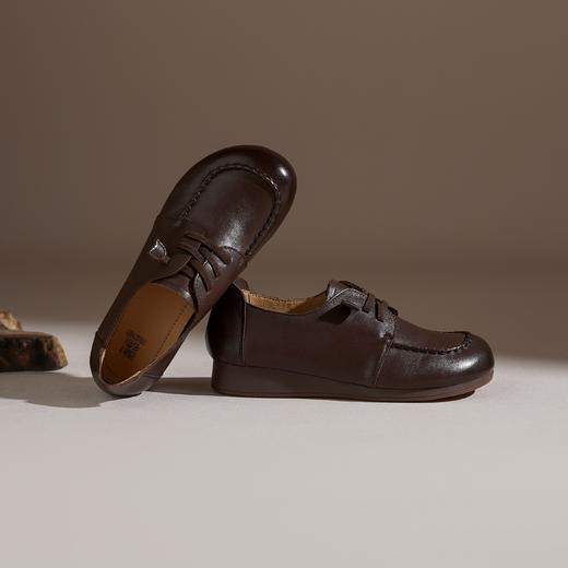 【牛皮革】西村名物2026年春季新款舒适小坡跟系带纯色百搭深口单鞋乐福鞋X26AM17561 商品图5