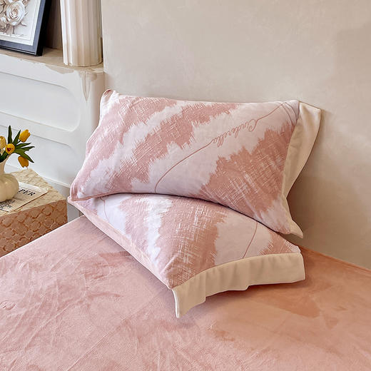 【多样屋专柜】雅鹿 雕花牛奶绒时尚格韵粉四件套200*230cm  商品图4