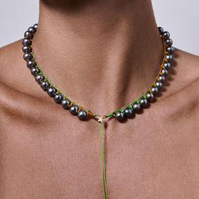 订购10周到｜CHRISTIANA KAFA-echo-灰色淡水珍珠 彩线 星星 项链［希腊设计师］