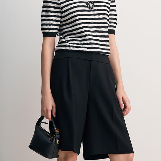 EITIE爱特爱高腰直筒显瘦黑色中裤休闲裤2026春季新款8505211 商品图4