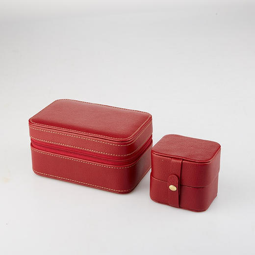 【多样屋专柜】多样屋PU革荔枝纹携带首饰盒两件套 化妆盒饰品项链盒礼物/咖啡 商品图6