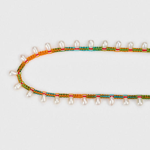 订购10周到｜CHRISTIANA KAFA-lucent-白色淡水珍珠 彩线 水滴 项链［希腊设计师］ 商品图4