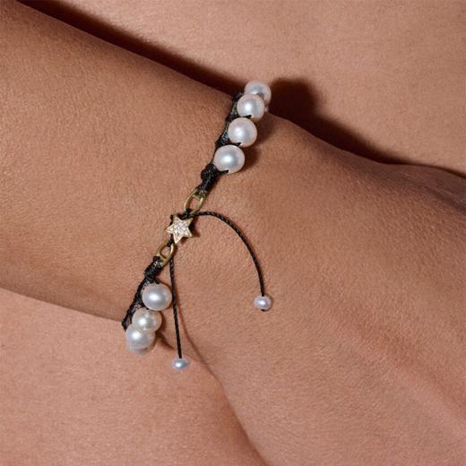 订购10周｜CHRISTIANA KAFA-stardust-彩虹 黑色 珍珠 手链［希腊设计师］ 商品图0