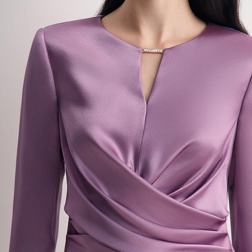 EITIE爱特爱端庄典雅水滴领礼服气质连衣裙2026春季新款8577206 商品图5