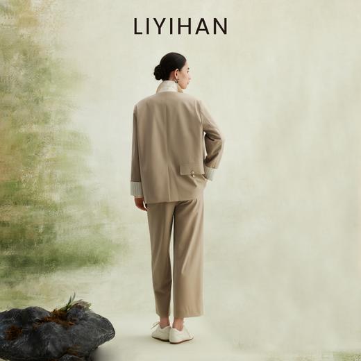 LIYIHAN 2026年春季新款通勤羊毛西装女卡其色通勤套装小众设计感 商品图4