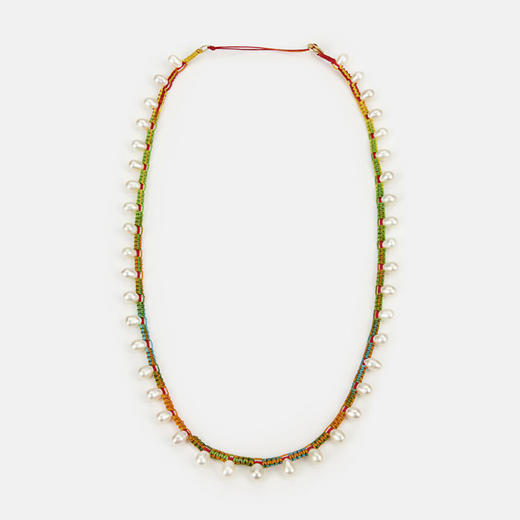 订购10周到｜CHRISTIANA KAFA-lucent-白色淡水珍珠 彩线 水滴 项链［希腊设计师］ 商品图1