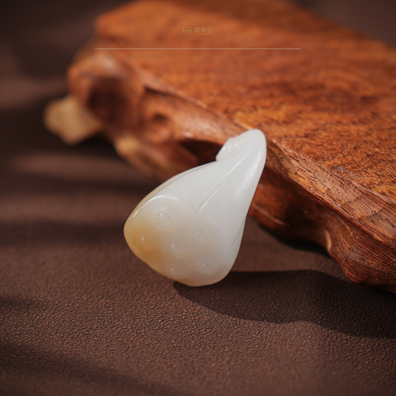 【子福】糖羊脂白玉莲蓬挂