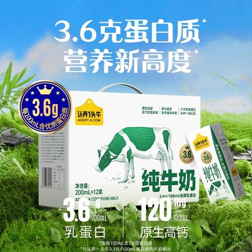 【整提】认养一头牛高钙3.6g蛋白纯牛奶200ml*12 商品图0