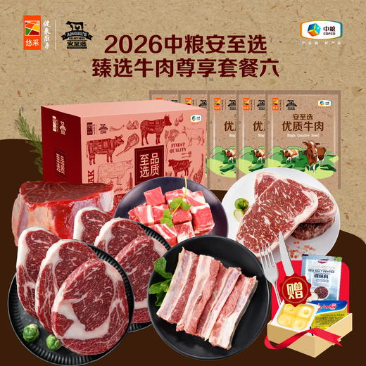 【分仓直发包邮】2026中粮安至选臻选牛肉尊享套餐六（生鲜冻品收到货后请及时放入冰箱储存，如在运输过程中有解冻属正常现象，并不影响品质，请放心食用） 商品图0