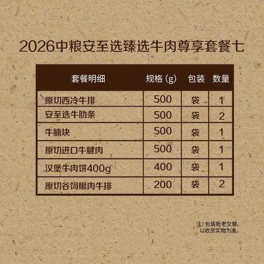 【分仓直发包邮】2026中粮安至选臻选牛肉尊享套餐七（生鲜冻品收到货后请及时放入冰箱储存，如在运输过程中有解冻属正常现象，并不影响品质，请放心食用） 商品图1