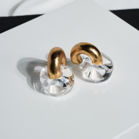 北京仓｜MONIES-Havana-亚克力 金箔 耳夹（无需耳洞）［丹麦设计师］