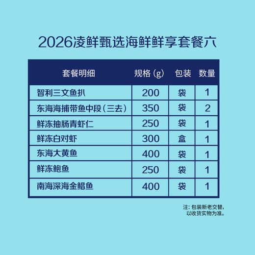 【分仓直发包邮】2026中粮凌鲜甄选海鲜鲜享套餐六 （生鲜冻品收到货后请及时放入冰箱储存，如在运输过程中有解冻属正常现象，并不影响品质，请放心食用） 商品图1