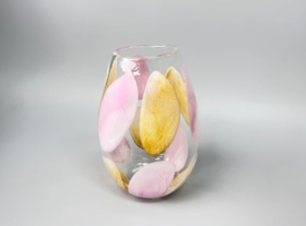 淡彩粉黄玻璃花瓶