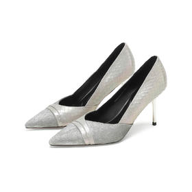 Westory2026年春季蛇皮拼马毛高跟尖头百搭通勤浅口单鞋W26AE50311