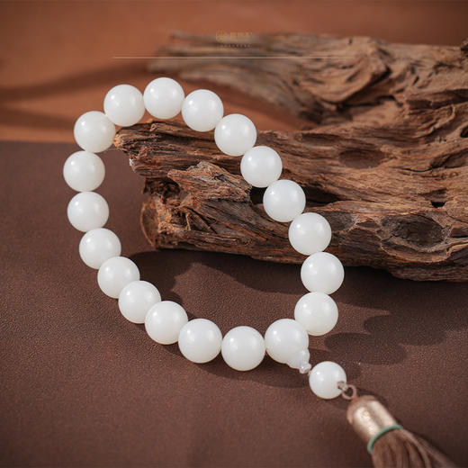 【千岁】羊脂白玉手持捻珠 商品图0