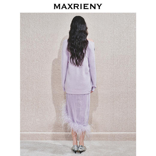 MAXRIENY【商场同款】MAXRIENY精致华丽感流光丝绒半裙2024冬季新款(货号:MC85SK777) 商品图3