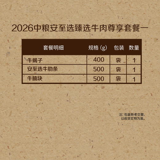 【分仓直发包邮】2026中粮安至选臻选牛肉尊享套餐一（生鲜冻品收到货后请及时放入冰箱储存，如在运输过程中有解冻属正常现象，并不影响品质，请放心食用） 商品图1