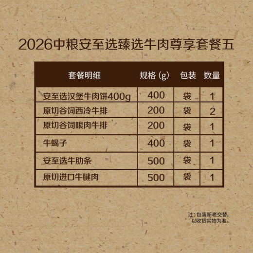 【分仓直发包邮】2026中粮安至选臻选牛肉尊享套餐五（生鲜冻品收到货后请及时放入冰箱储存，如在运输过程中有解冻属正常现象，并不影响品质，请放心食用） 商品图1