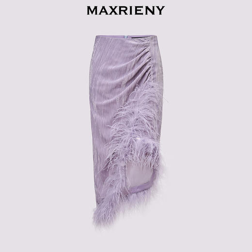 MAXRIENY【商场同款】MAXRIENY精致华丽感流光丝绒半裙2024冬季新款(货号:MC85SK777) 商品图4