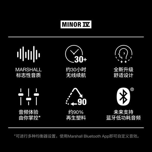 Marshall/马歇尔 MINOR IV 无线蓝牙耳机 半入耳式蓝牙耳机tws无线超长续航大电量 商品图4