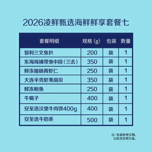 【分仓直发包邮】2026中粮凌鲜甄选家宴生鲜欢享套餐七（生鲜冻品收到货后请及时放入冰箱储存，如在运输过程中有解冻属正常现象，并不影响品质，请放心食用） 商品图1
