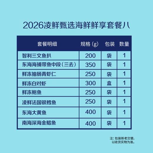 【分仓直发包邮】2026中粮凌鲜甄选海鲜鲜享套餐八（生鲜冻品收到货后请及时放入冰箱储存，如在运输过程中有解冻属正常现象，并不影响品质，请放心食用） 商品图1