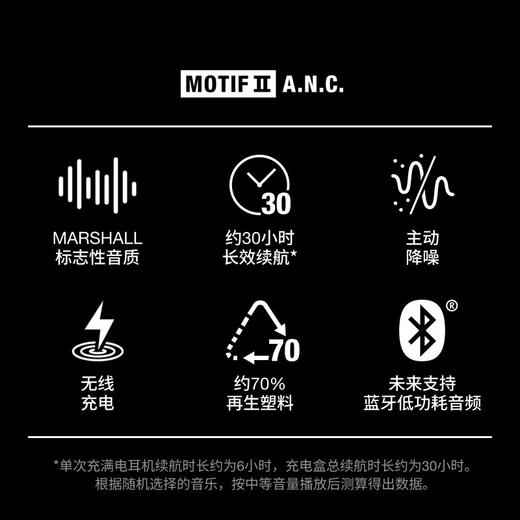 Marshall/马歇尔 MOTIF 2代 ANC 无线蓝牙耳机 无线降噪蓝牙耳机入耳式耳麦高音质 商品图3