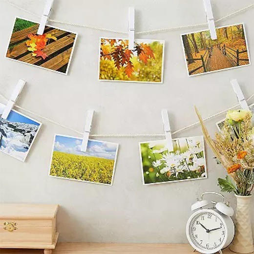 【一包74个】家用DIY小木夹 照片墙相片夹子 小物件用木夹子 白色 商品图1