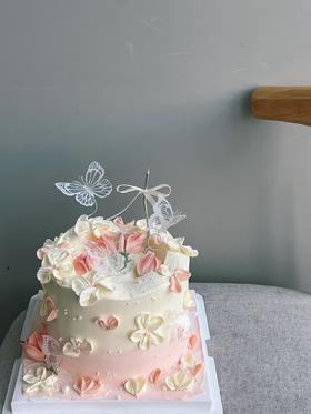 「女士」粉色渐变郁金香 蝴蝶 刮刀花