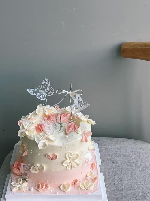 「女士」粉色渐变郁金香 蝴蝶 刮刀花 商品图0