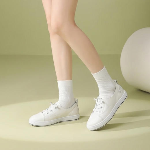【牛皮革】西村名物2026年春季新款饱满圆通舒适宽松免系带薄底小白鞋T26AM17401 商品图2