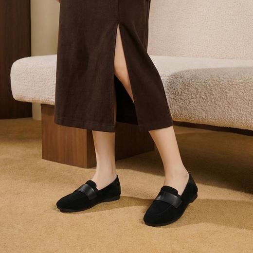 【薄绒内里】西村名物2026年春季新款饱满圆头宽松舒适薄绒保暖乐福鞋T26AM17931 商品图4
