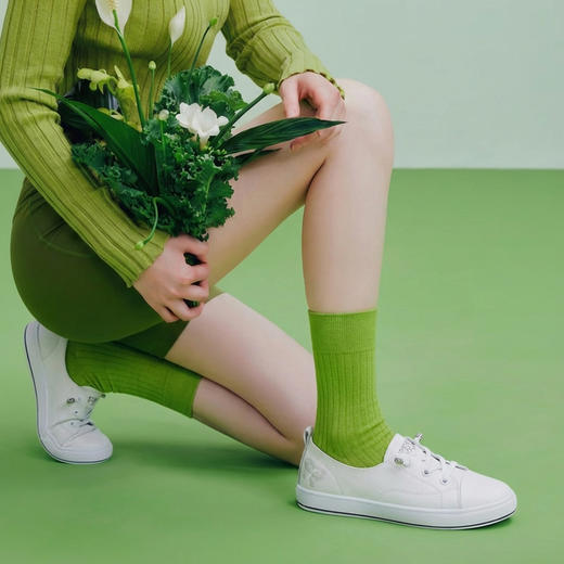 【牛皮革】西村名物2026年春季新款饱满圆通舒适宽松免系带薄底小白鞋T26AM17401 商品图5