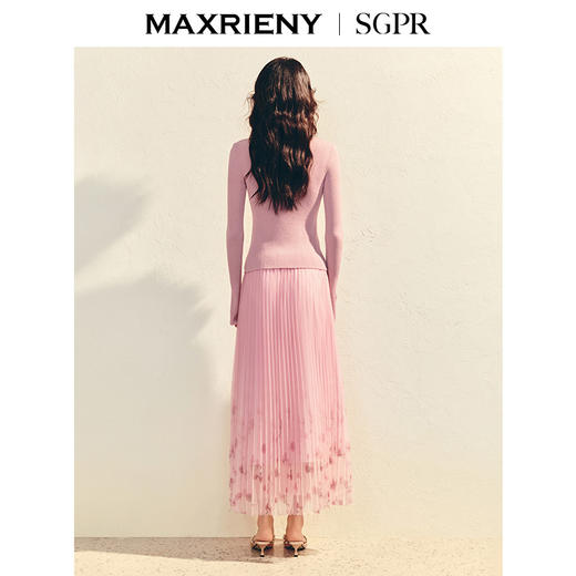 MAXRIENY【商场同款】浪漫优雅感立体花套头毛衫羊毛混纺针织上衣(货号:MU86SW003) 商品图3