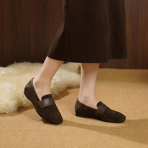 【薄绒内里】西村名物2026年春季新款饱满圆头宽松舒适薄绒保暖乐福鞋T26AM17931 商品图7