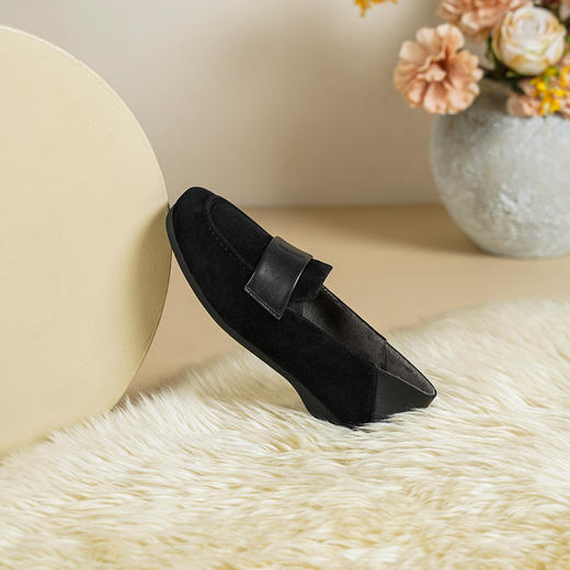 【薄绒内里】西村名物2026年春季新款饱满圆头宽松舒适薄绒保暖乐福鞋T26AM17931 商品图9