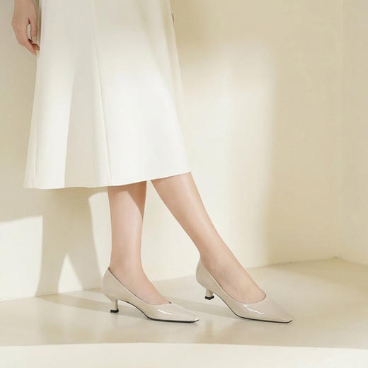 Westory2026年春季软牛漆皮小方头中跟单鞋简约通勤百搭浅口鞋S26AE50771 商品图6