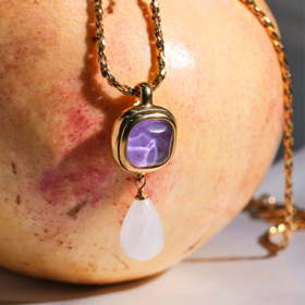 北京仓｜Goossens Paris-RENAISSANCE-粉紫色 水滴 吊坠 项链［法国设计师］