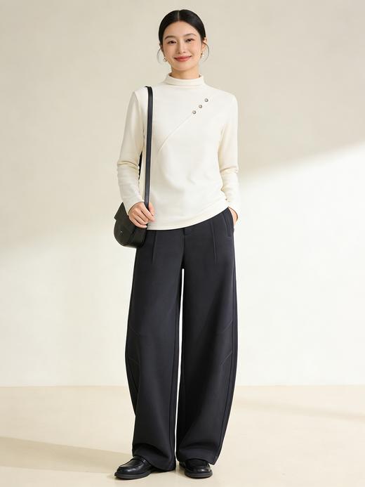 现货【2件仅119】臣禾【暖绒T】一触即暖 德绒半高领钮扣打底衫正肩合体保暖T恤	JZ261050175 商品图1