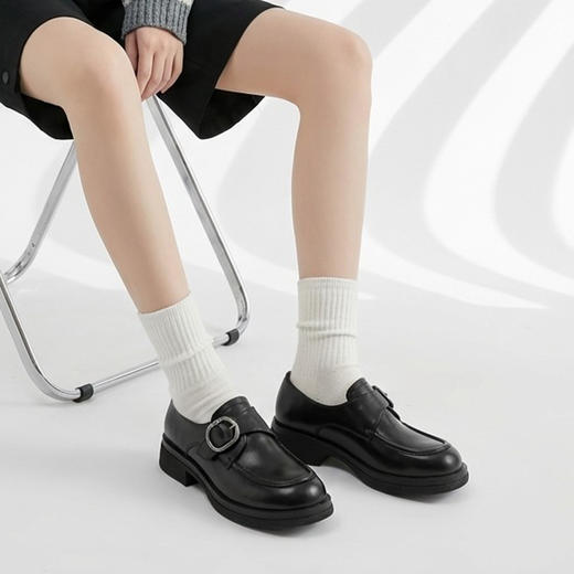 【牛皮革】西村名物2026年春季新款舒适超轻厚底防滑英伦风深口单鞋乐福鞋T26AM17471 商品图1