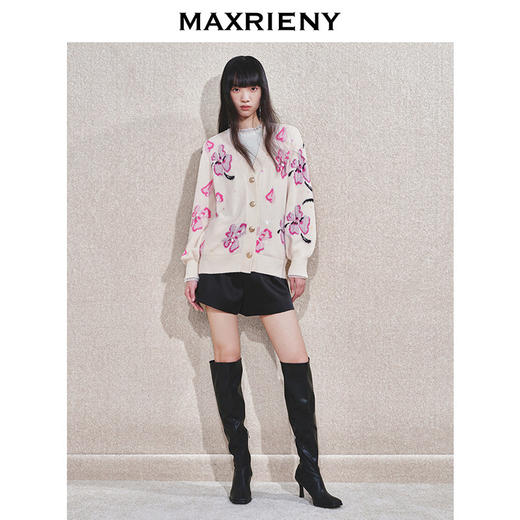 玛克门店发货：MAXRIENY甜美钉珠开衫毛衣(货号:MC85JA784) 商品图0