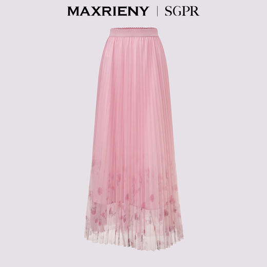 【SGPR】浪漫优雅感收腰散摆半裙渐变玫瑰印花长裙(货号:MU86SK009) 商品图4