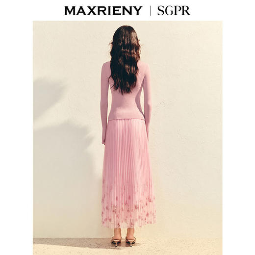 【SGPR】浪漫优雅感收腰散摆半裙渐变玫瑰印花长裙(货号:MU86SK009) 商品图3