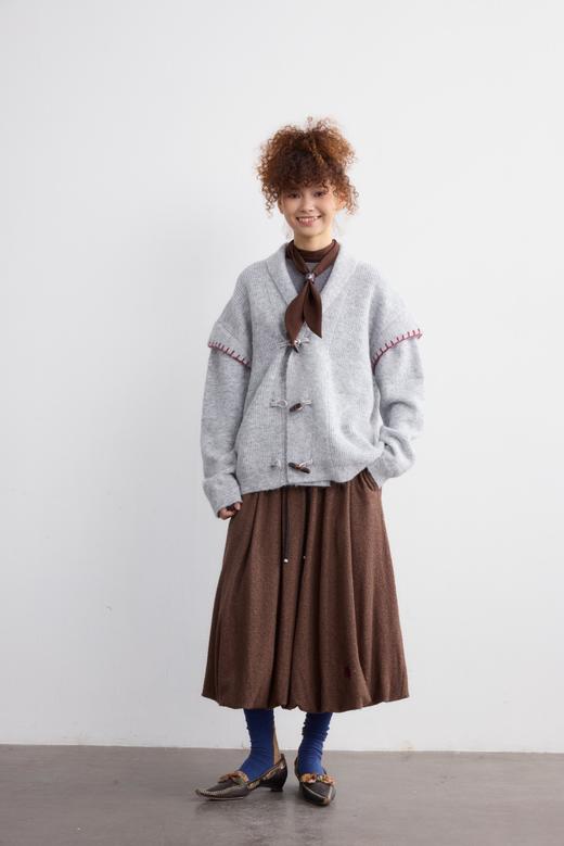 松弛廓形牛角扣设计羊毛外套 商品图0