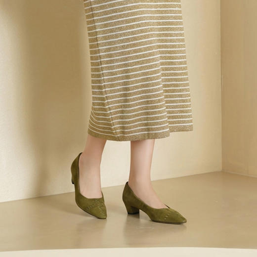 Westory2026年春季羊京小方头低跟老钱风单鞋休闲通勤百搭浅口鞋W26AE50991 商品图8