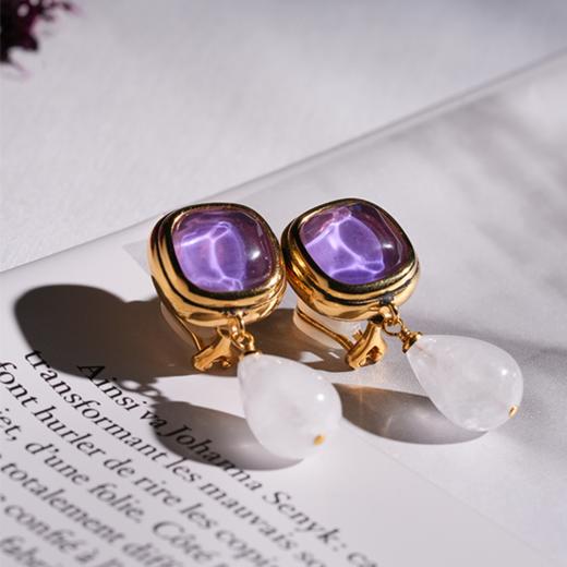 北京仓｜Goossens Paris-RENAISSANCE-粉紫色 水滴 耳环［法国设计师］ 商品图3