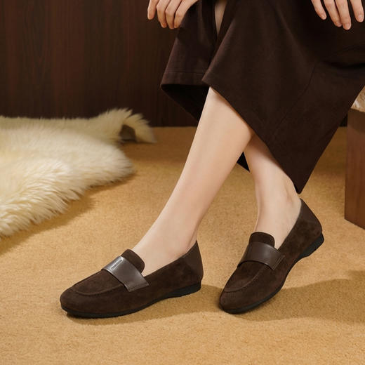 【薄绒内里】西村名物2026年春季新款饱满圆头宽松舒适薄绒保暖乐福鞋T26AM17931 商品图3