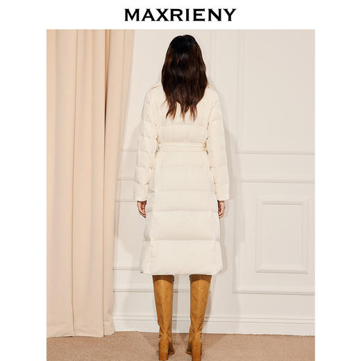 MAXRIENY气质感过膝长款羽绒服25冬款收腰X型显瘦丝绒外套长款(货号:MF86DC513) 商品图3