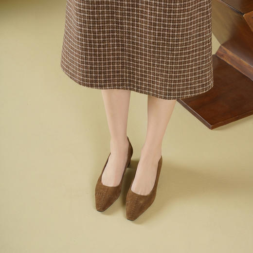 Westory2026年春季羊京小方头低跟老钱风单鞋休闲通勤百搭浅口鞋W26AE50991 商品图9