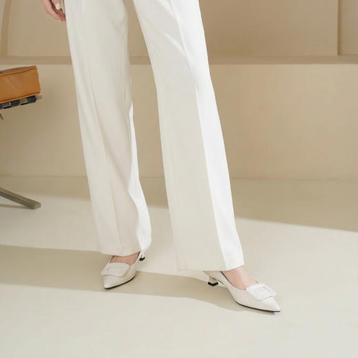 Westory2026年春季牛皮尖头低跟单鞋通勤休闲百搭浅口鞋 商品图2